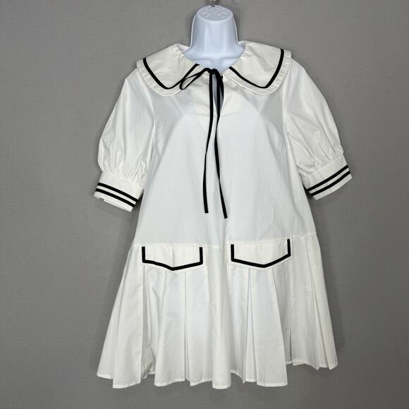 MABLE The Label Dress Womens Medium White Peter Pan Collar Sailor Cottage Preppy - Picture 1 of 14